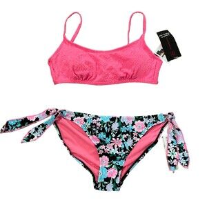 No Boundaries & Celebrity Pink Floral Bikini Junior Size Medium (7-9) NEW